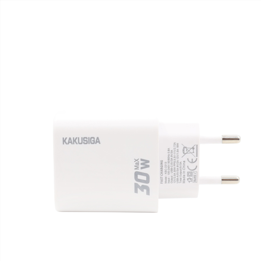 Încărcător cu cablu Kakusuga KSC-2214, alb, TYPE-C to TYPE-C 30W, QC 3.0 - thumbs image 2