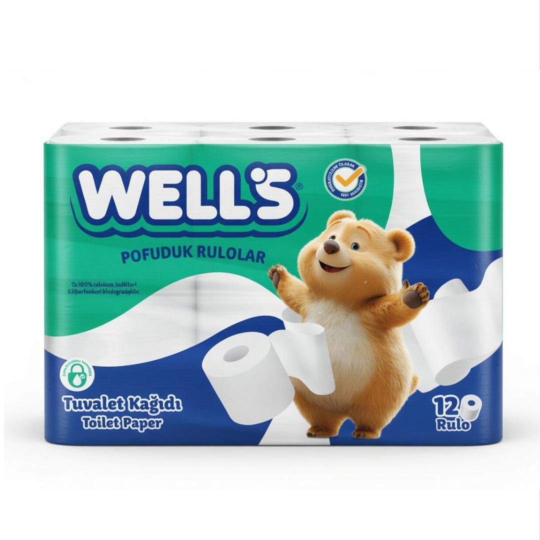 Hârtie igienica Well's, 12 role, 2 straturi