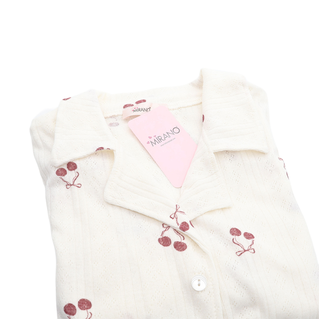 Pijama pentru dame Mirano, maiou cu pantaloni, 1708, albă cu cireșe, M-L-XL - thumbs image 2