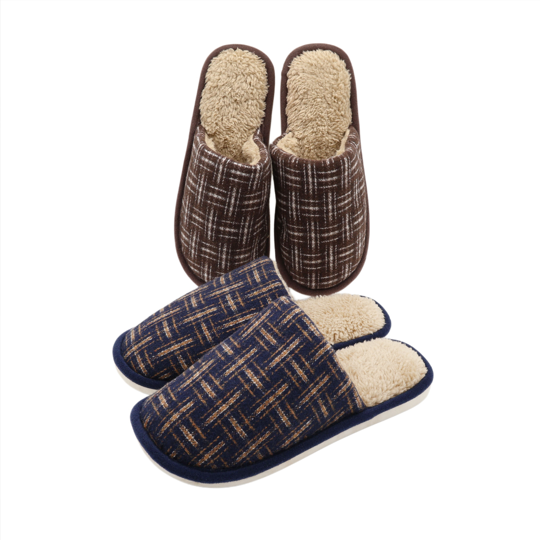 Papuci de cameră bărbați M26-437, textil, talpa cauciuc, multicolor, marimea 40-41 / 44-45