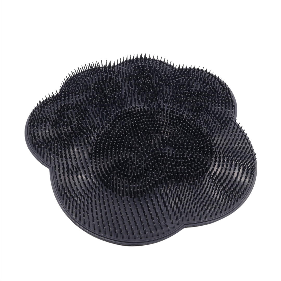 Covoraș pentru exfoliere GP-158, antiderapant, silicon, gri, ursuleț, 30 cm x 32 cm