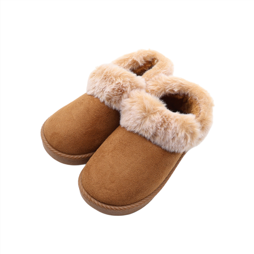 Papuci pentru copii M26-465, cu blănță, textil Nubuc, talpa PVC, multicolor, marimea 31 - 36 - Maro