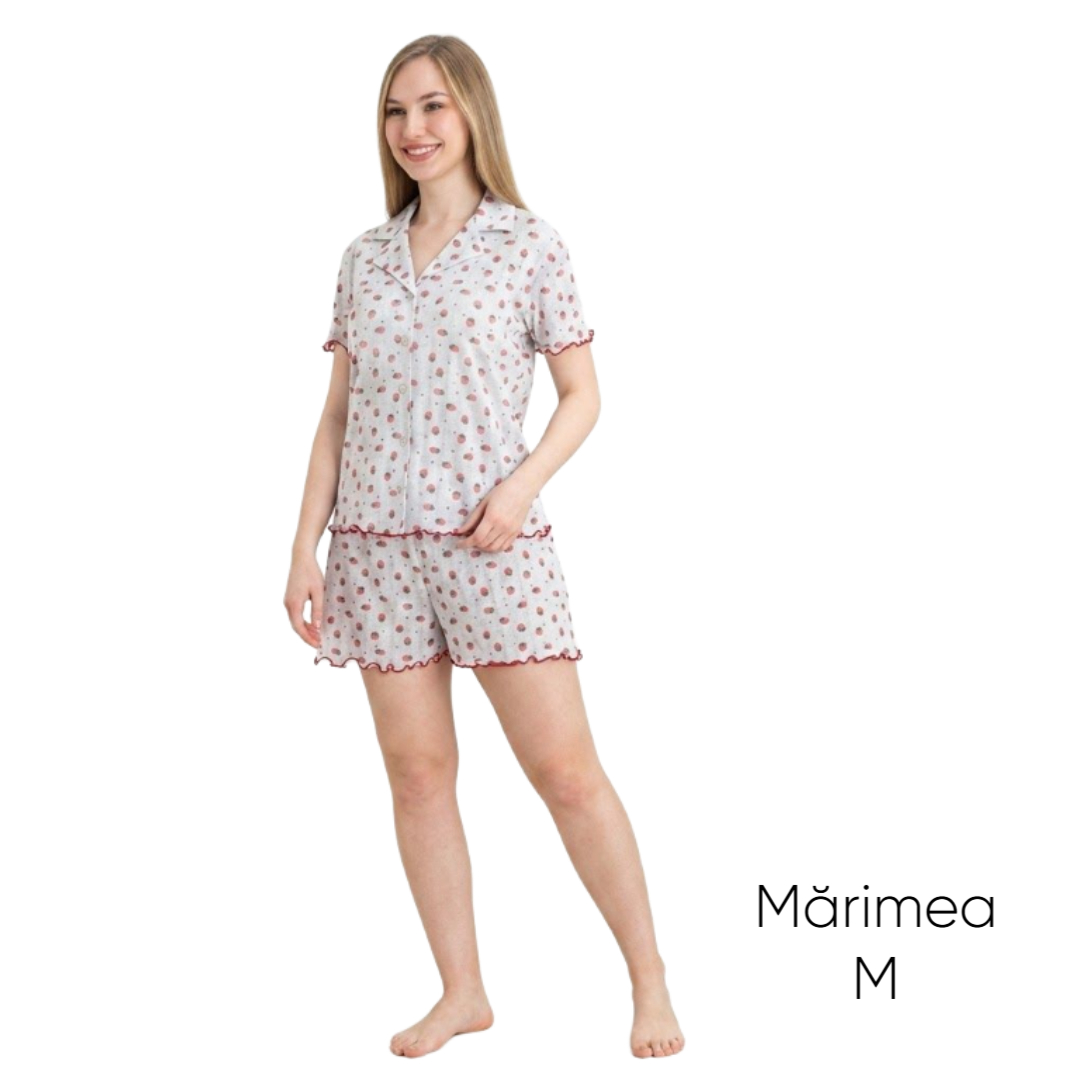 Pijama pentru dame Mirano, maiou cu șorți, 1805, sur cu căpșuni, M-L-XL - M