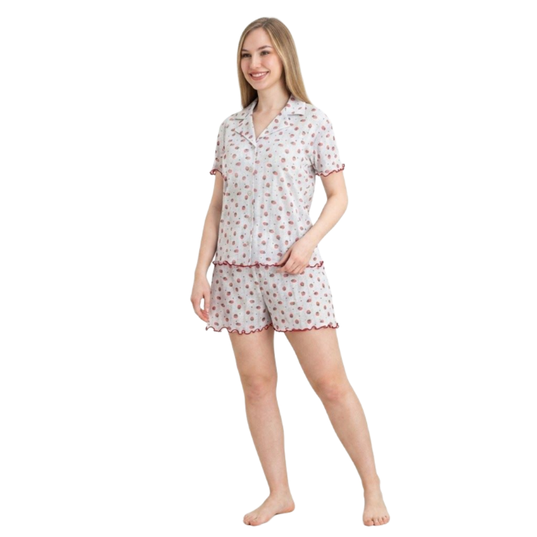 Pijama pentru dame Mirano, maiou cu șorți, 1805, sur cu căpșuni, M-L-XL