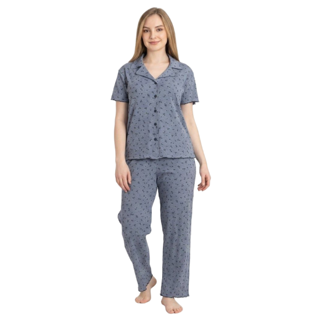 Pijama pentru dame Mirano, maiou cu pantaloni, 1714, gri cu flori, M-L-XL
