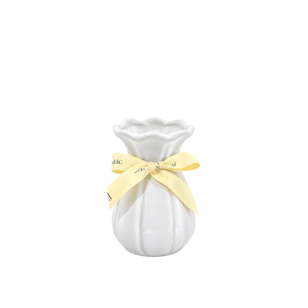 Vază pentru flori M26-331, ceramică, multicolor, 14.7 x 9.5 cm - Alb