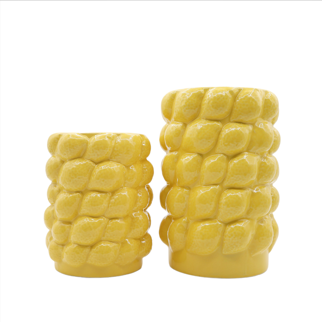 Vază pentru flori M26-330, cu lămâi, ceramică, galbenă, 15 x 12 cm - thumbs image 2