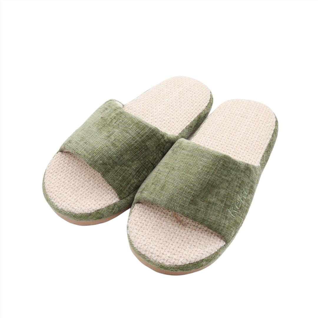 Papuci de cameră dame și bărbați M26-441, textil, talpa EVA, multicolor, marimea 36-37 / 44-45 - Verde