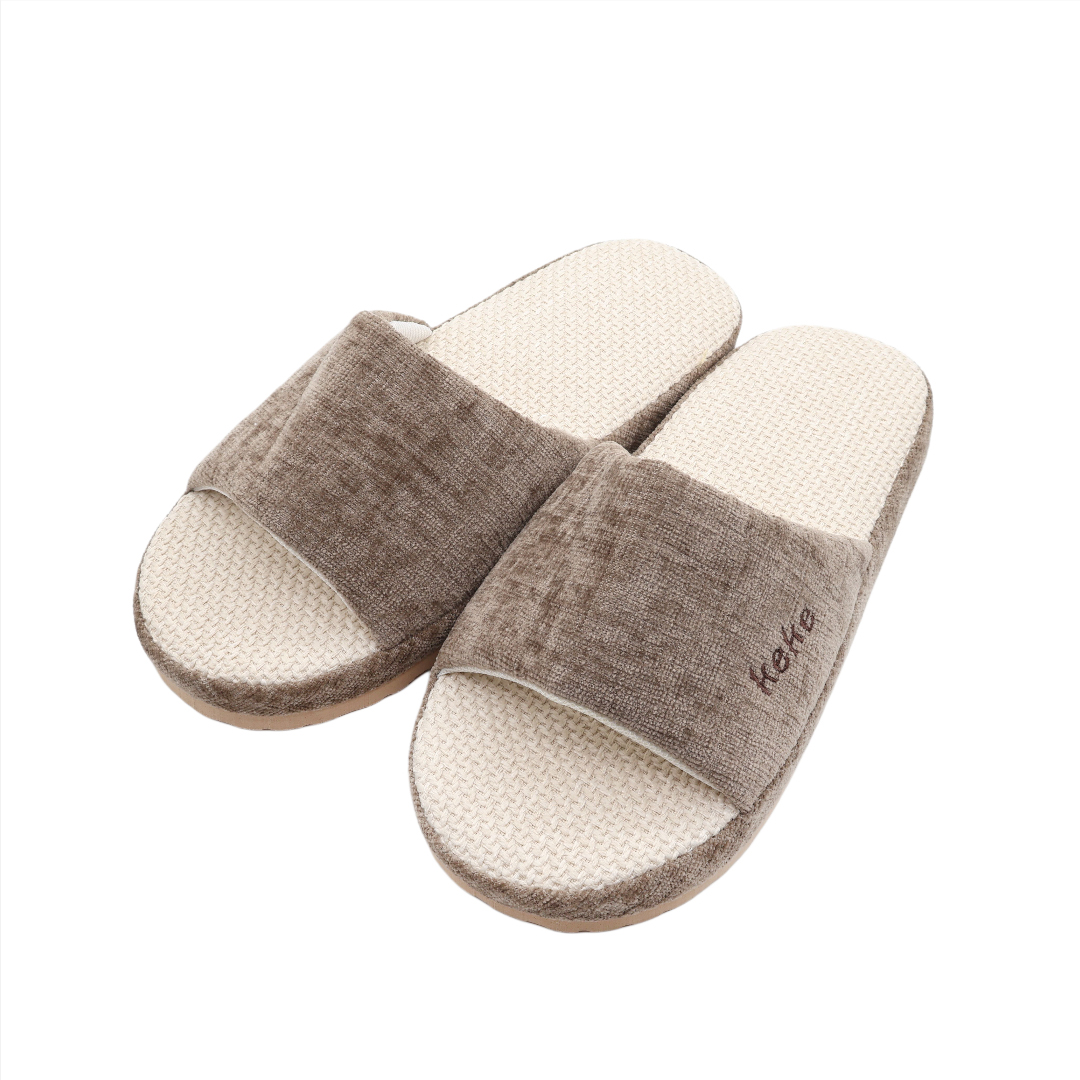 Papuci de cameră dame și bărbați M26-441, textil, talpa EVA, multicolor, marimea 36-37 / 44-45 - Maro
