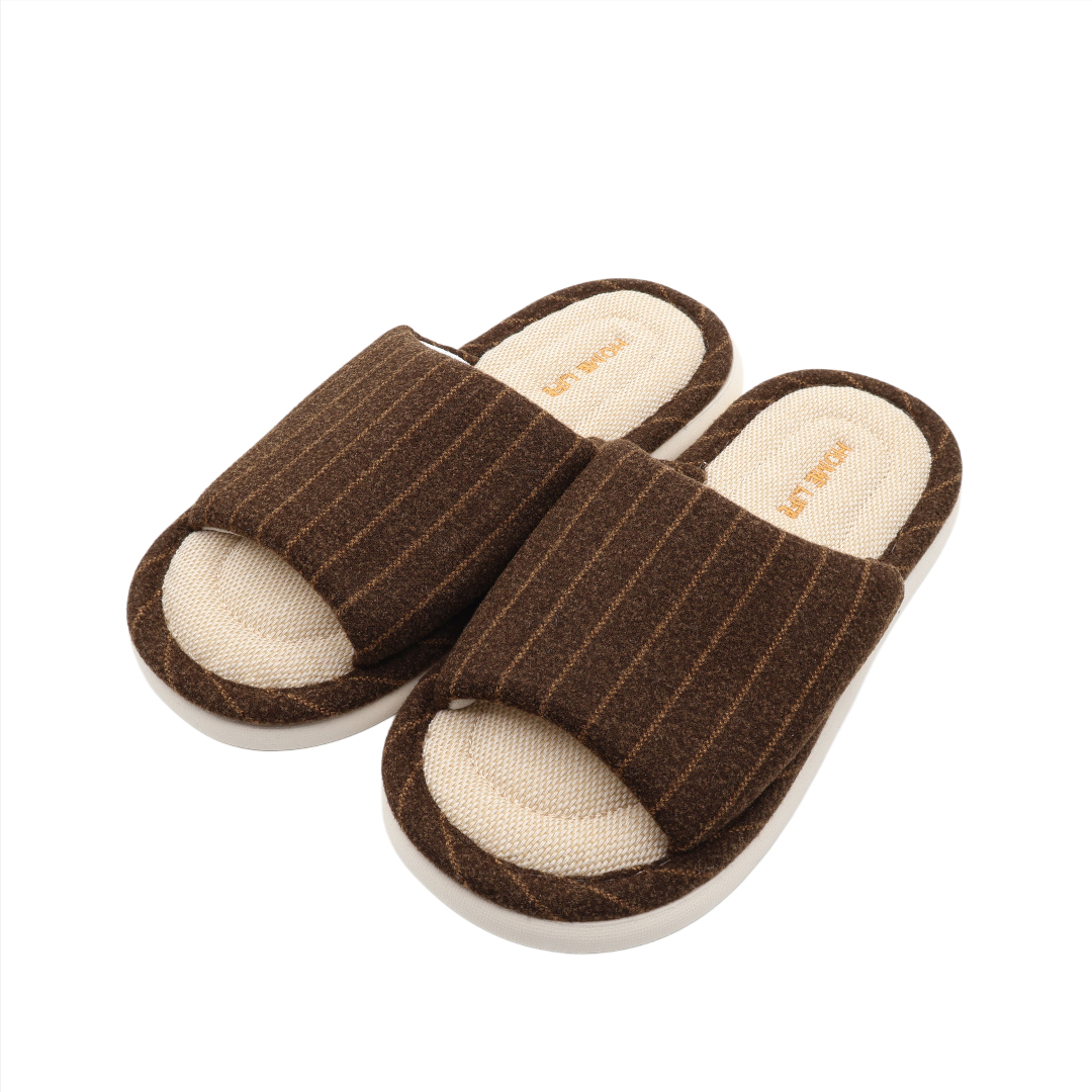 Papuci de cameră bărbați M26-440, textil, talpa PVC, multicolor, marimea 36-37 / 44-45 - Maro