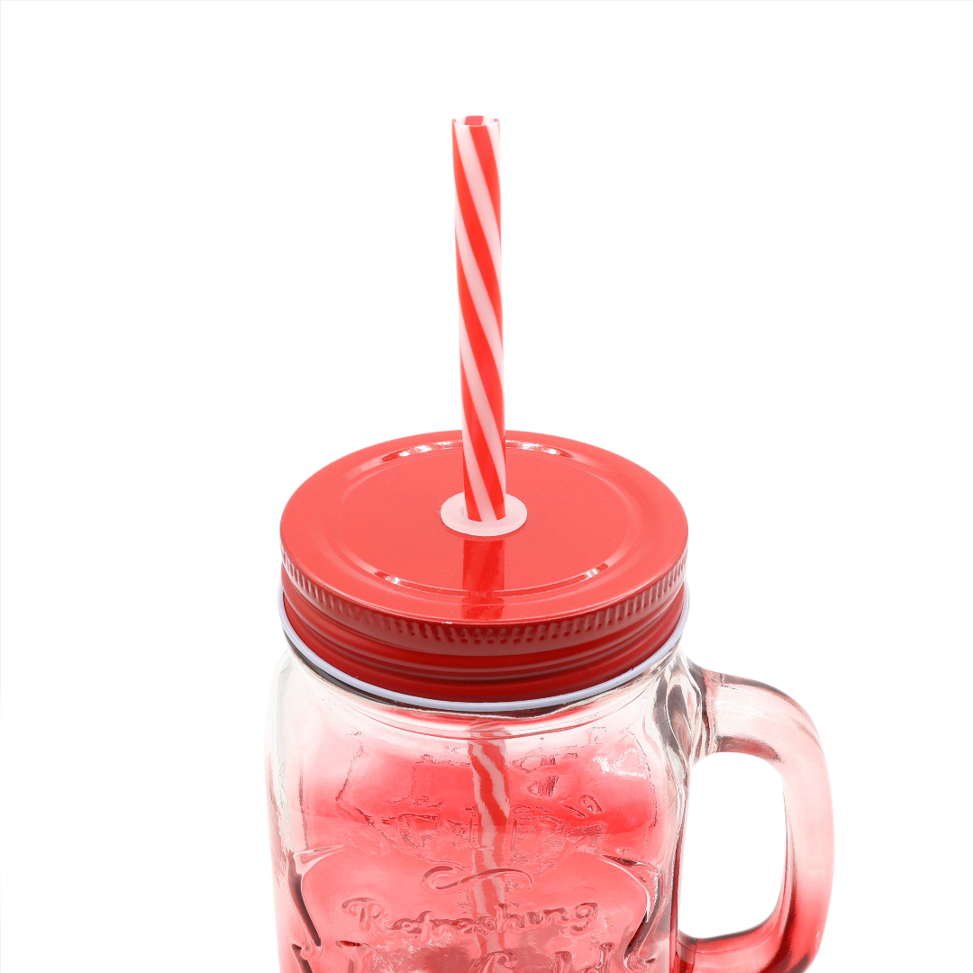 Pahar pentru limonadă cu pai M27-178, sticlă, 450 ml, multicolor - thumbs image 2