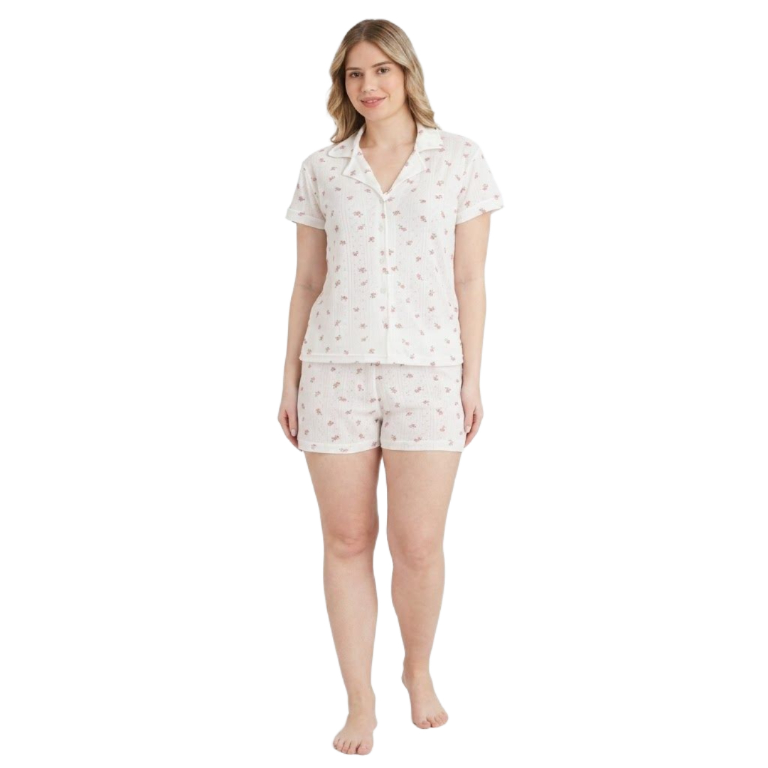 Pijama pentru dame Mirano, maiou cu șorți, 1810, Ekru, M-L-XL