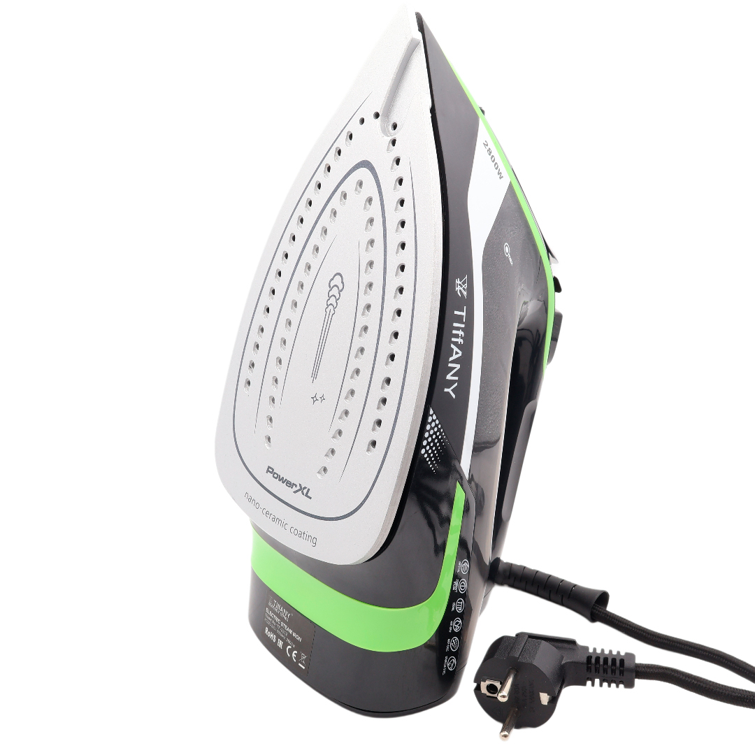 Fier de călcat Tiffany TF-2312, negru, plastic si oțel inoxibil cu strat nano-ceramic, cu buzunar pentru nastrure, acoperire antiaderentă, 2800 W, 220-240 V - thumbs image 2