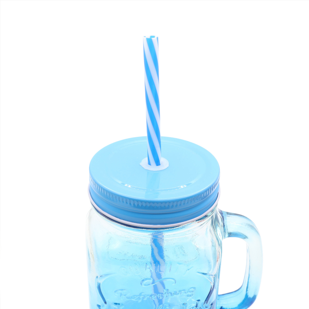 Pahar pentru limonadă cu pai M27-178, sticlă, 450 ml, multicolor - thumbs image 2