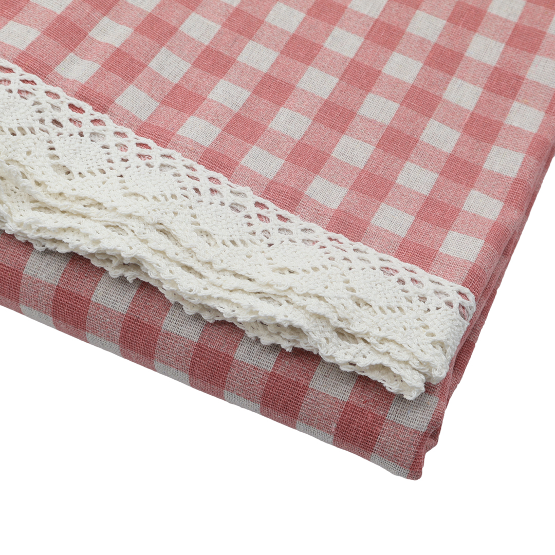 Față de masă în carouri M24-161, poliester, multicolor 150cm*180cm - Roz