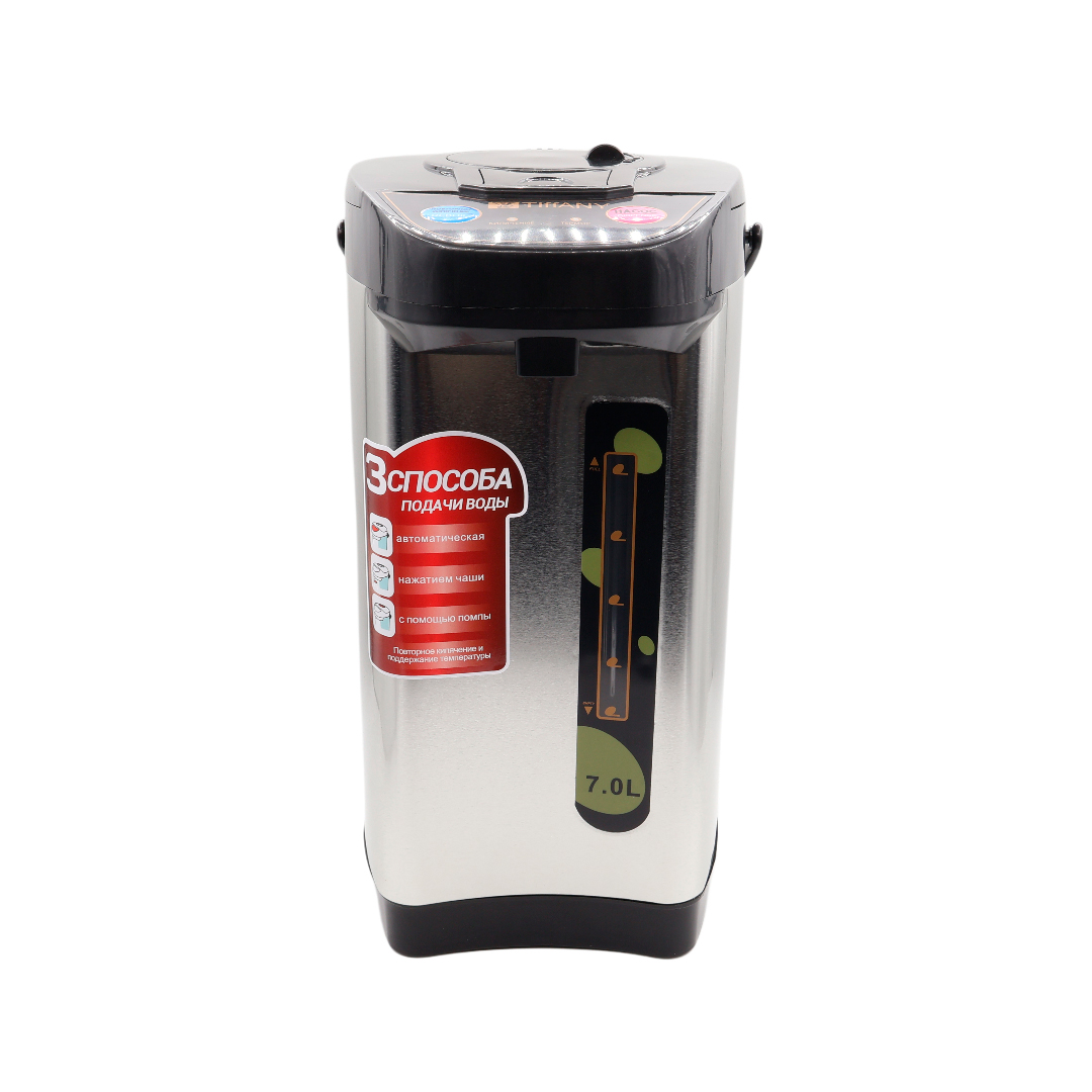 Termopot dispenser de apă Tiffany TF-700, argintiu, plastic și oțel inoxibil, 3 modalități de scurgere, 7 L, 1800 W