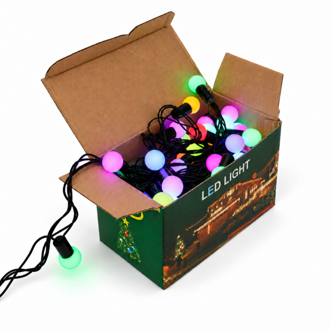 Ghirlandă bile M13-406, lumină multicolor, 10 m, 60 luminițe led