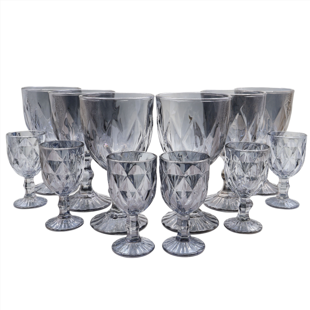 Set 6 + 6 pahare de vin și tărie, M27-172, gri, sticlă, 300 ml, 60 ml - thumbs image 2