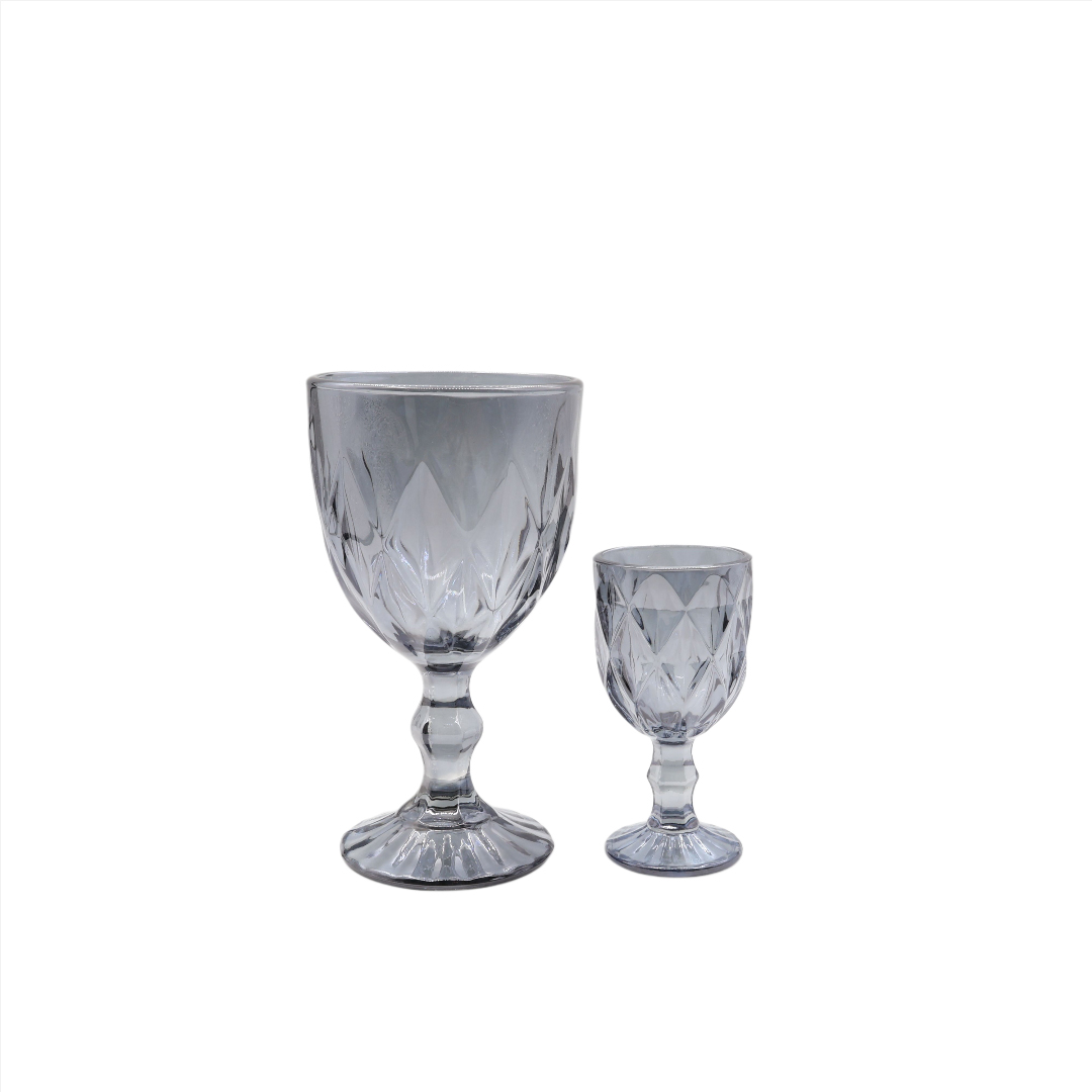 Set 6 + 6 pahare de vin și tărie, M27-172, gri, sticlă, 300 ml, 60 ml