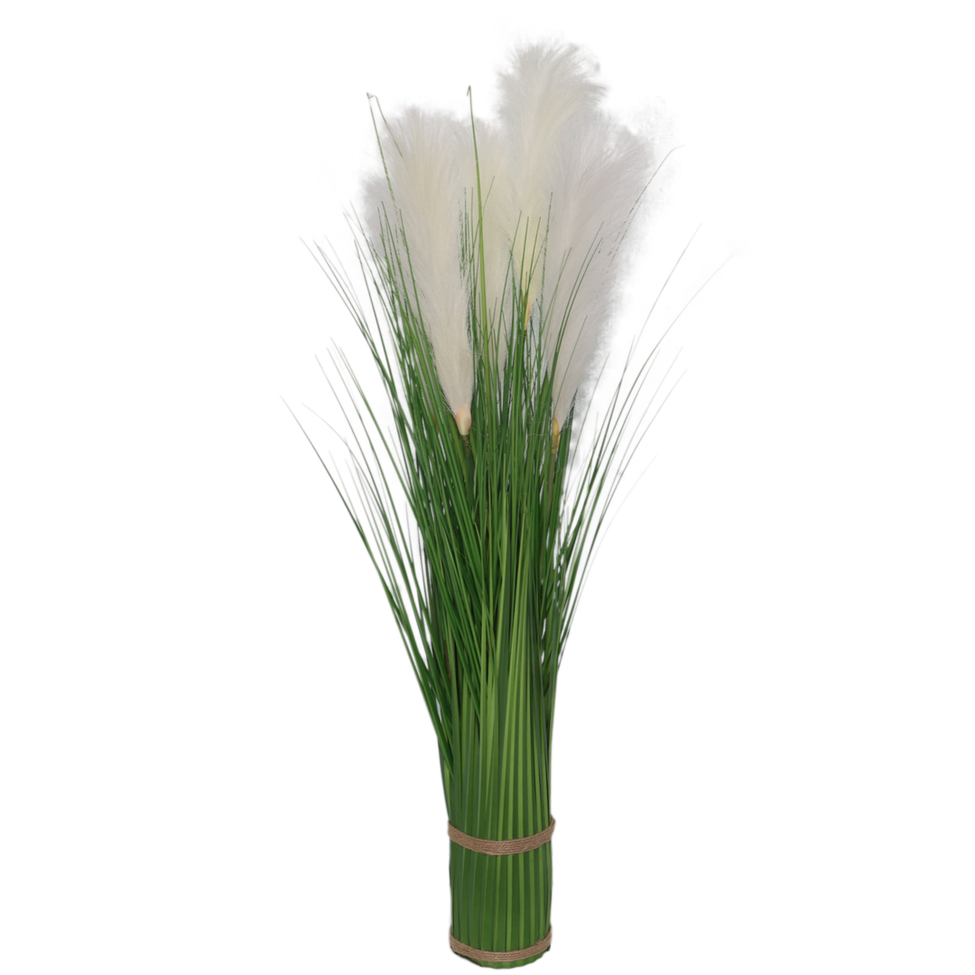 Plantă decorativă "Stuf cu spice pufoase" M19-179, poliester, 4 ramuri, multicolor, 90x10.5cm