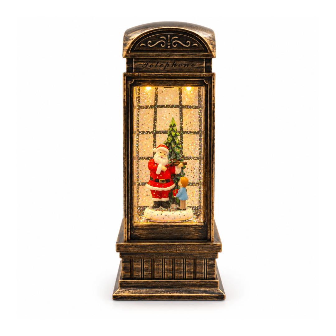 Decorațiune muzicală "Cabină telefonică" M26-53, LED, ninsoare, plastic, 10.5 x 10.5 x 26 cm