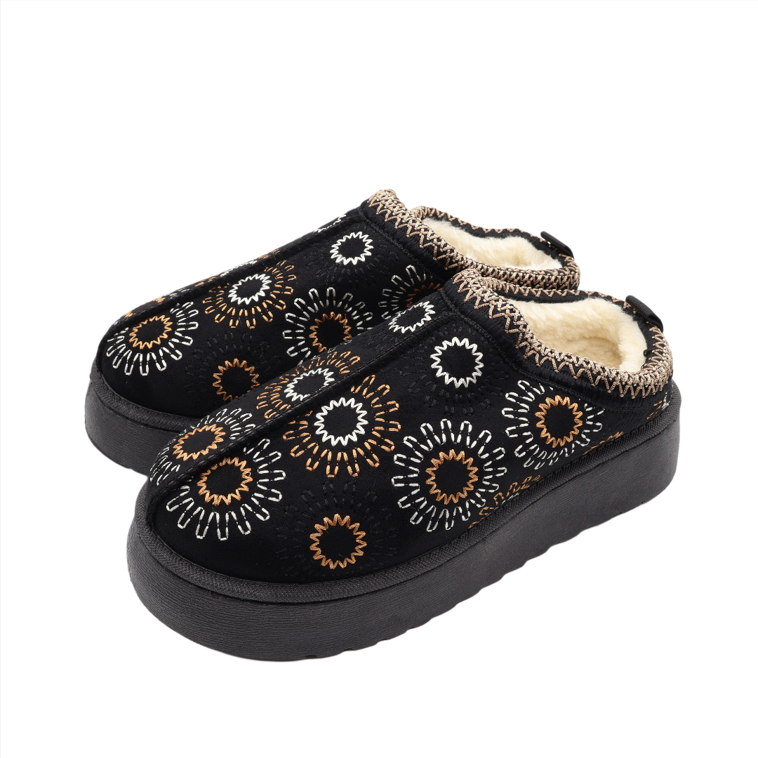 Papuci pentru dame M26-461, textil Nubuc, talpa EVA, multicolor, mărimea 36 - 41 - Negru