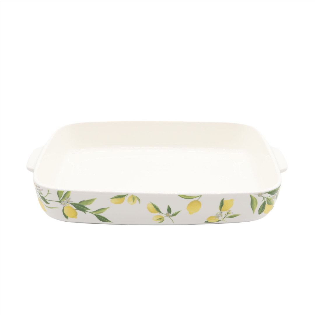 Tavă pentru copt M26-190, ceramică, imprimeu lamâie, pătrată, 2300 ml, 35.3 x 21.5 x 6 cm