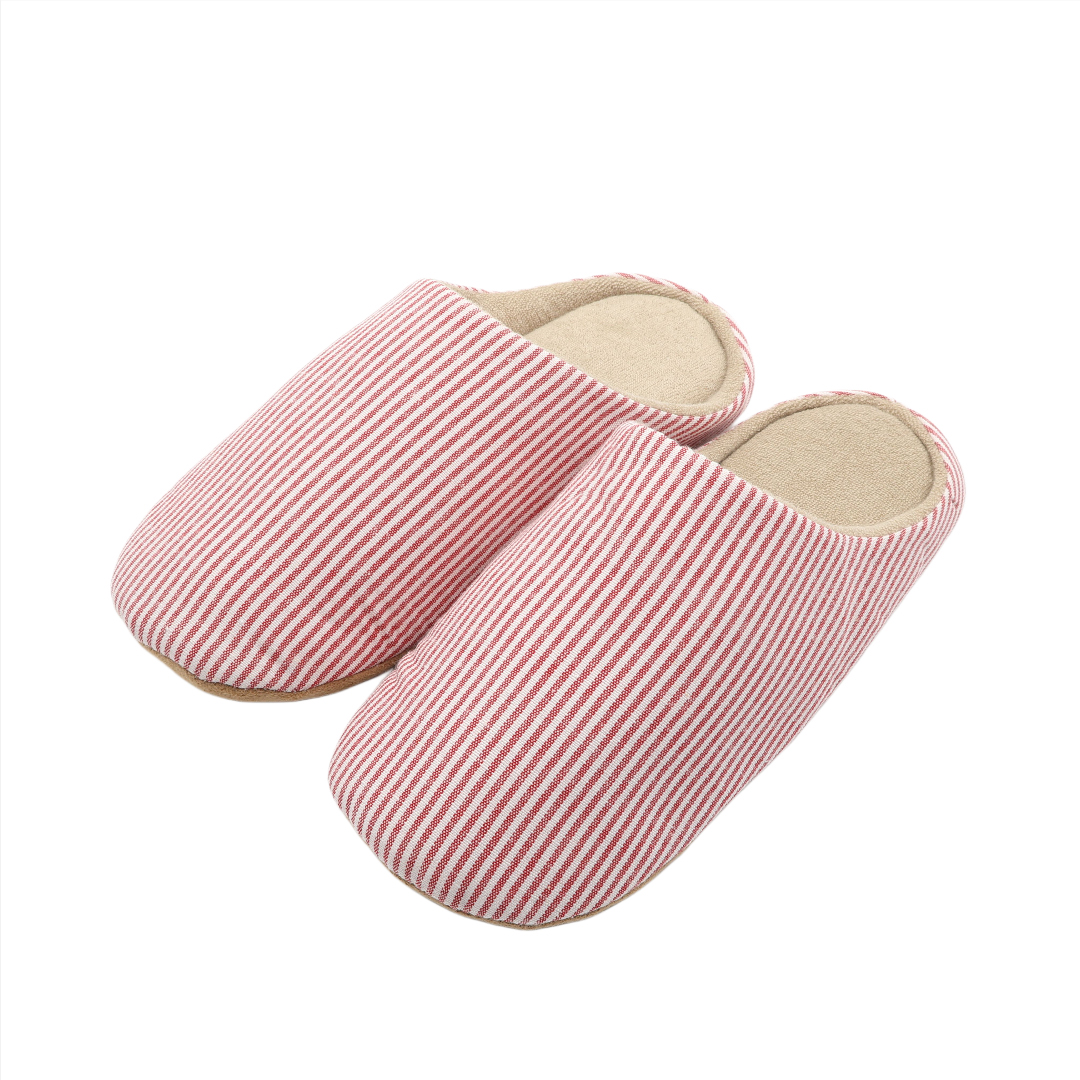 Papuci de cameră dame și bărbați M26-443, imprimeu dungi, talpa din textil, multicolor, marimea 36-37 / 44-45 - Roz