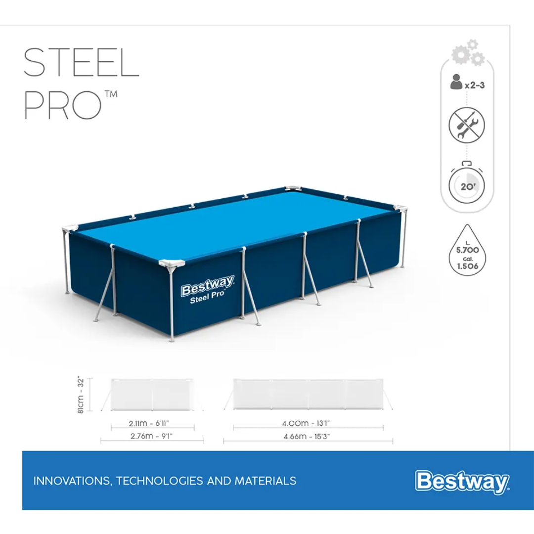 Piscină cu cadru metalic Bestway M25-69, albastru, supraterană, PVC și fier galvanizat 5700 L, 4.00м x 2.11м x 81см - thumbs image 4