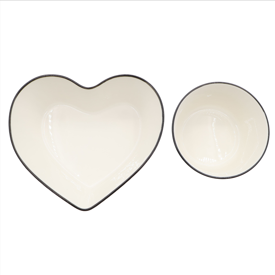 Set 5 boluri M26-220, ceramică, alb, 11.5 x 6 cm, inimă 17 x 13,5 x 6 cm - thumbs image 2