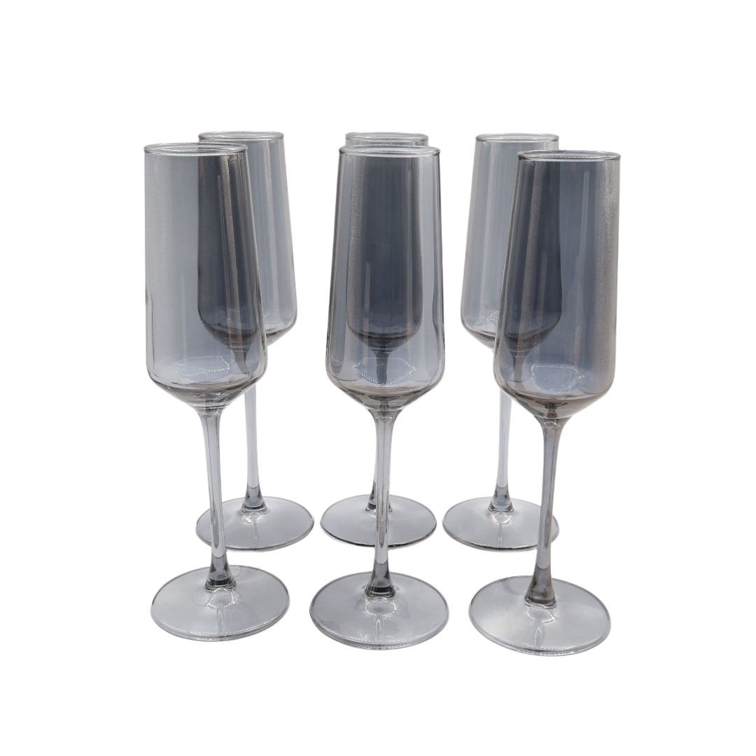 Set 6 pahare pentru șampanie M21-329, gri, sticlă, 230 ml - thumbs image 2