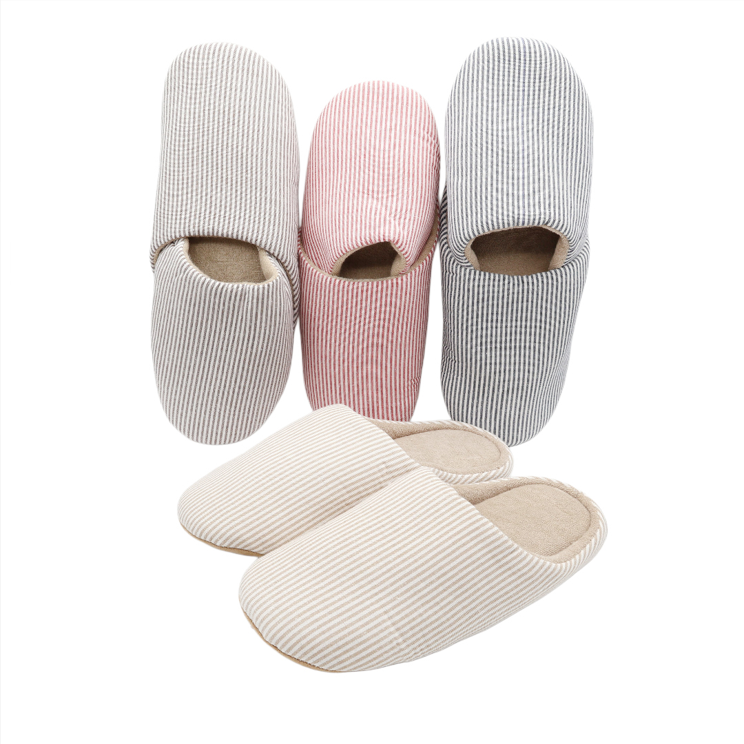 Papuci de cameră dame și bărbați M26-443, imprimeu dungi, talpa din textil, multicolor, marimea 36-37 / 44-45