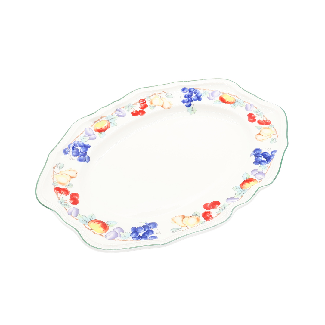 Platou de servire BYFOMA M21-26, ceramică, imprimeu fructe, 36.8x26.2x3.9 cm