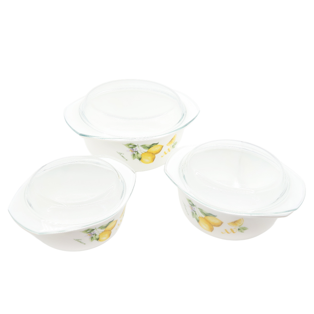 Набор контейнеров Gupan M21-19, 3 шт, опаловое стекло, лимонный принт - thumbs image 2