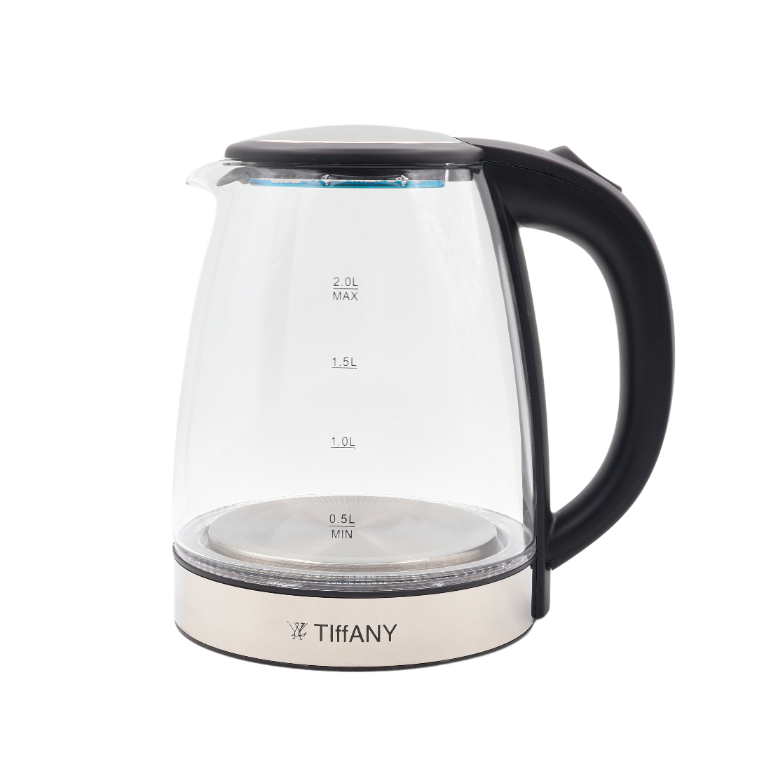 Fierbător de apă Tiffany TF-971, 2 L, sticlă, transparent, argintiu, 1500 W