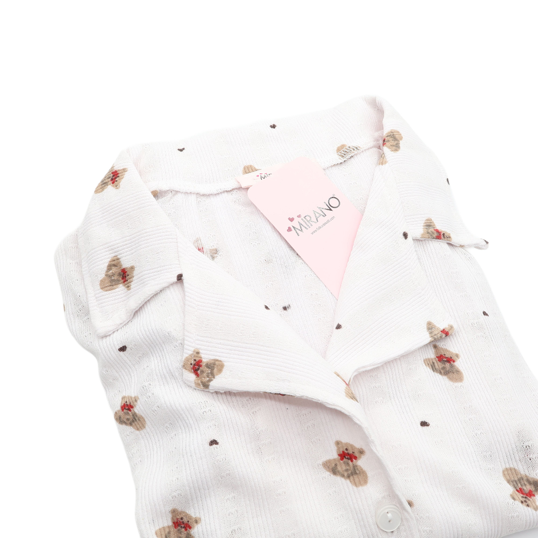 Pijama pentru dame Mirano, maiou cu șorți, 1801, alb cu ursuleț, M-L-XL - thumbs image 2