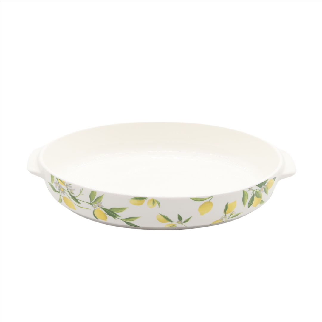 Tavă pentru copt M26-187, ceramică, imprimeu lamâie, oval, 2000 ml, 35.2 x 21.7 x 6.2 cm