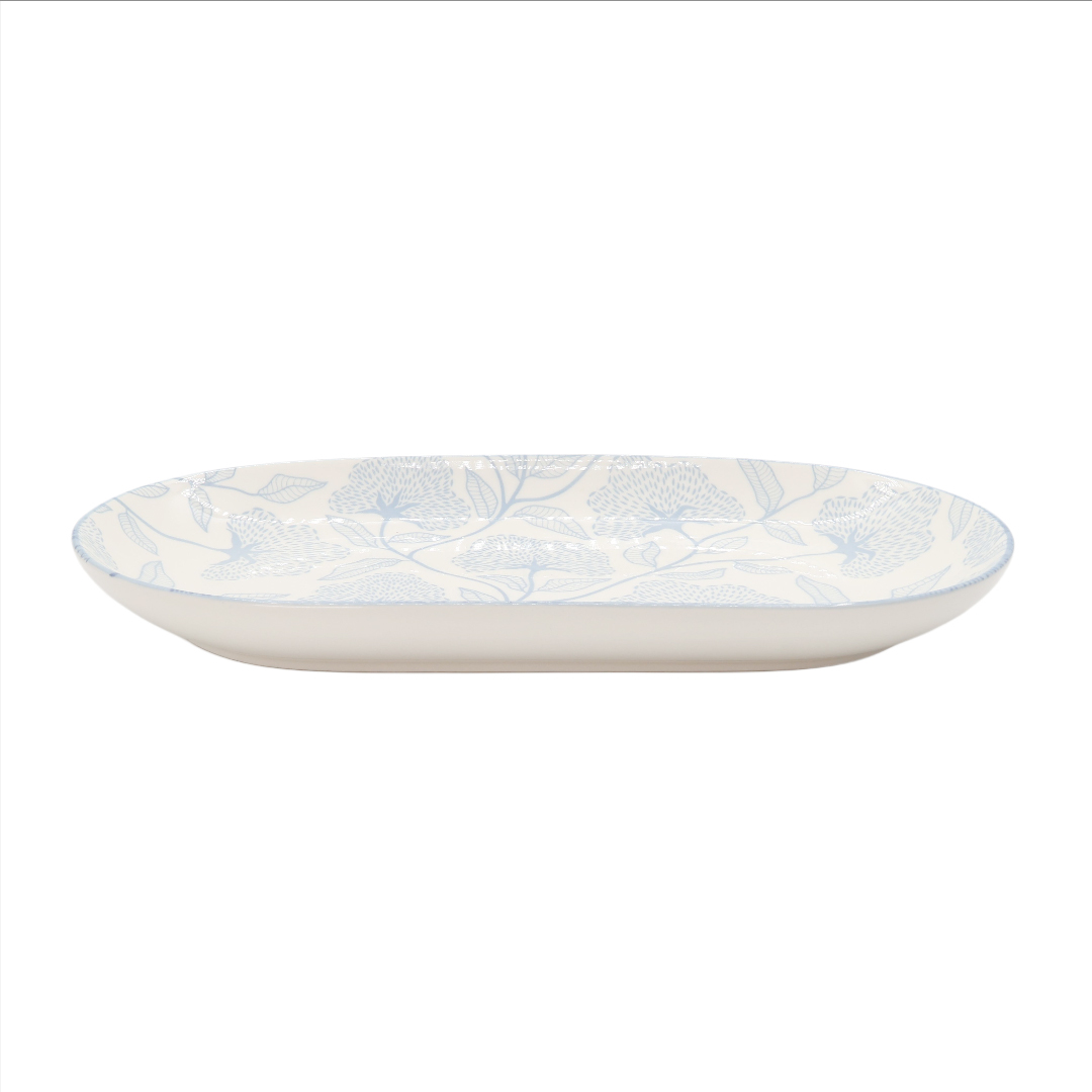 Platou de servire Gupan M26-149, ceramică, imprimeu floral albastru, oval, 32.5 x 18.5 cm - thumbs image 2