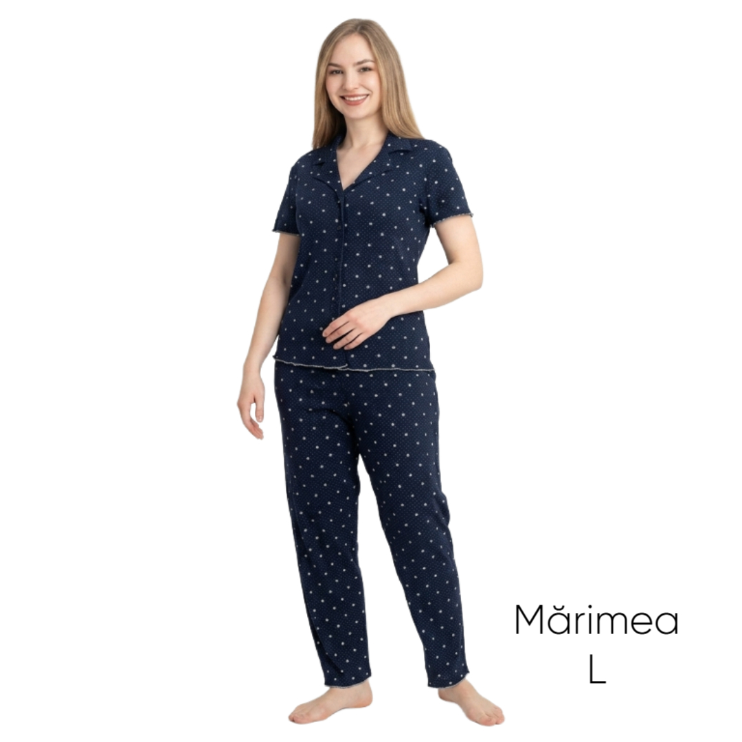 Pijama pentru dame Mirano, maiou cu pantaloni, 1709, albastră cu floricele, M-L-XL - thumbs image 1