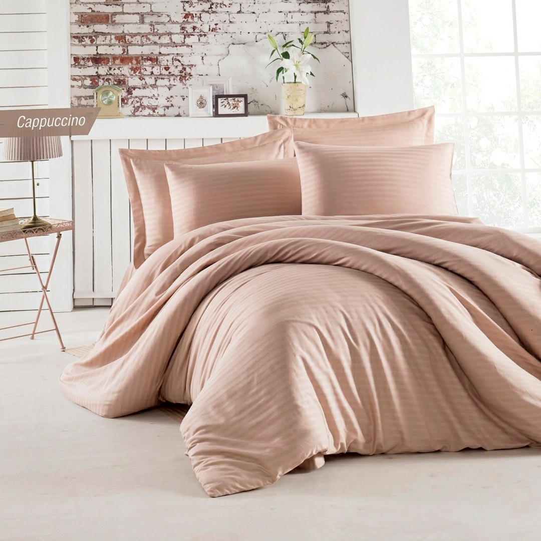 Lenjerie de pat IPECKE, Deluxe Satin, 200 x 220 cm, 4 piese - Cappuccino