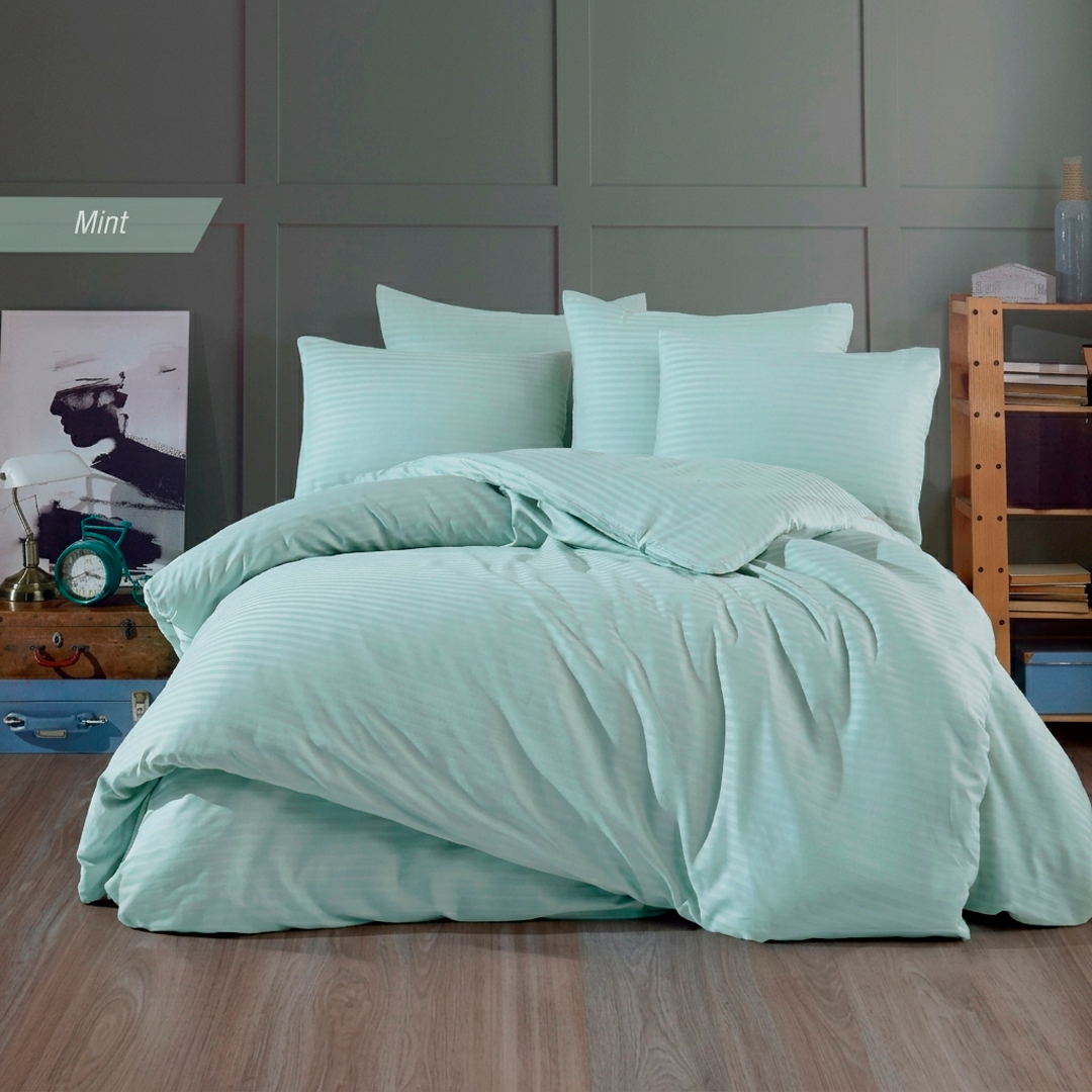 Lenjerie de pat IPECKE, Deluxe Satin, 200 x 220 cm, 4 piese - Mint