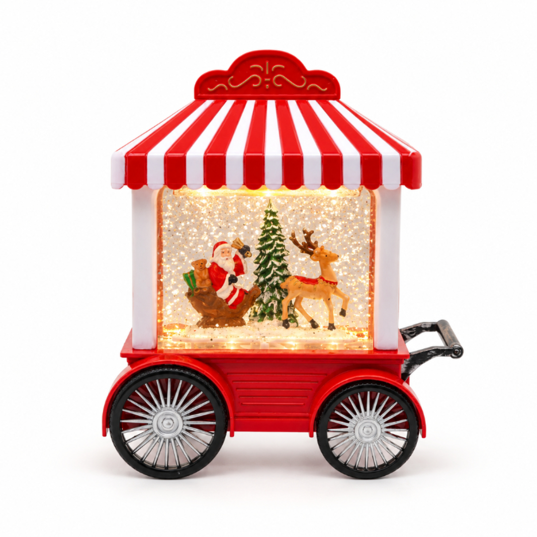 Decorațiune muzicală "Căruță" M26-52, LED, ninsoare, plastic, 18 x 9 x 21.5 cm