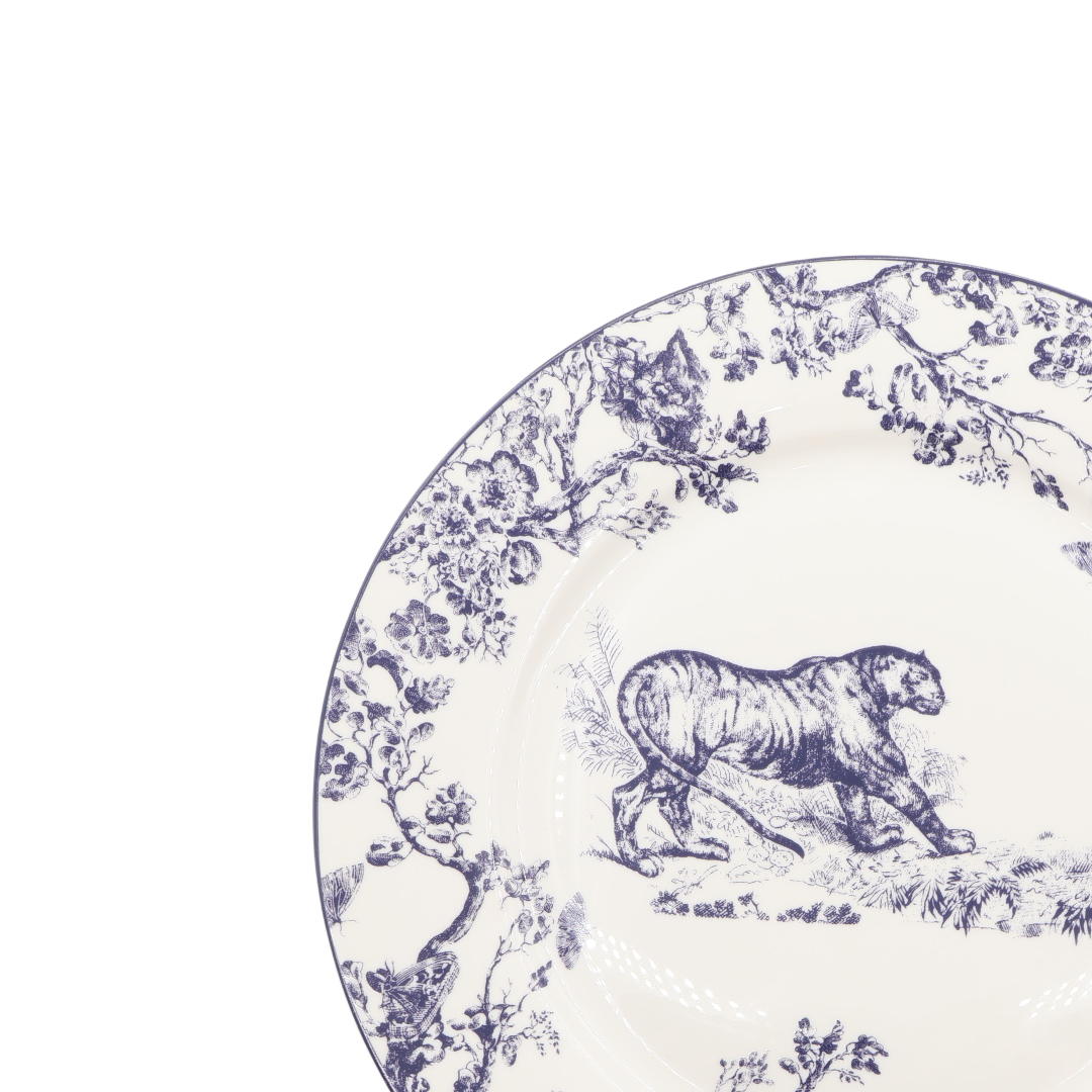Farfurie vintage M24-1, ceramică, imprimeu cu tigru, 1.9 cm x 26.7 cm - thumbs image 3