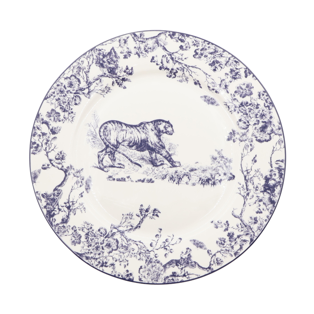 Farfurie vintage M24-1, ceramică, imprimeu cu tigru, 1.9 cm x 26.7 cm - thumbs image 2