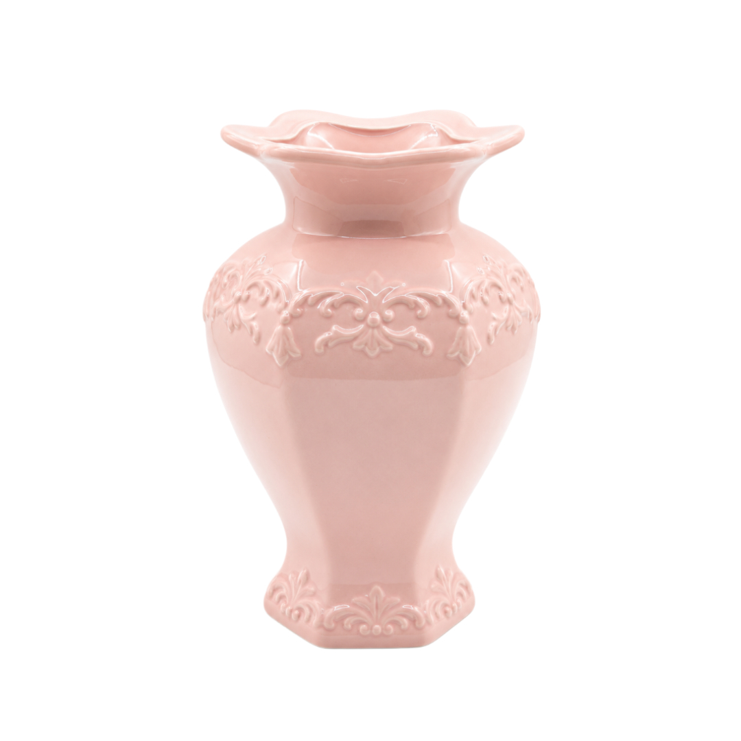 Vază pentru flori M26-333, ceramică, vintage, multicolor, 20.3 x 14.5 cm - Roz