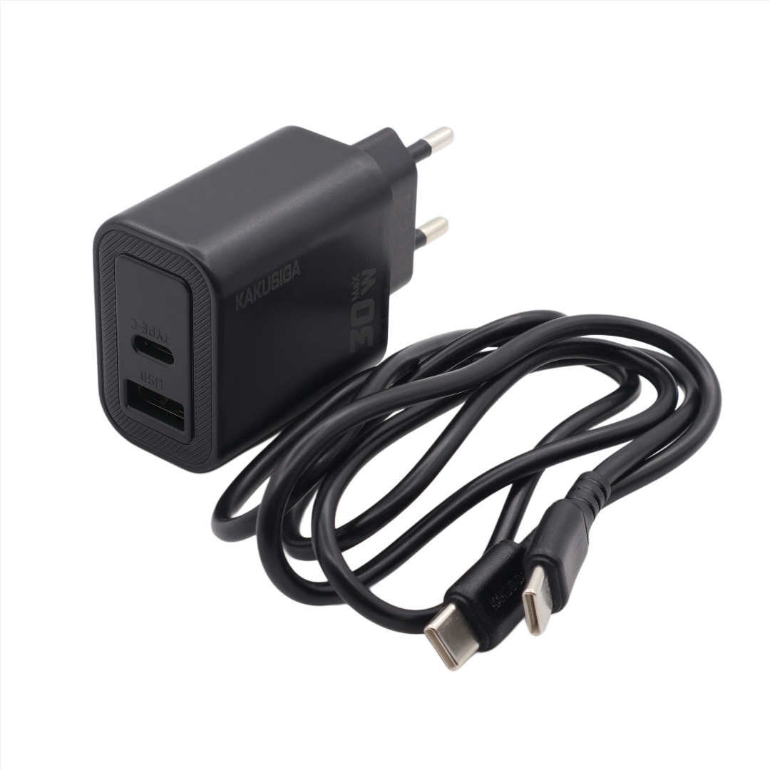 Încărcător cu cablu Kakusuga KSC-2214, negru, TYPE-C to TYPE-C 30W, QC 3.0