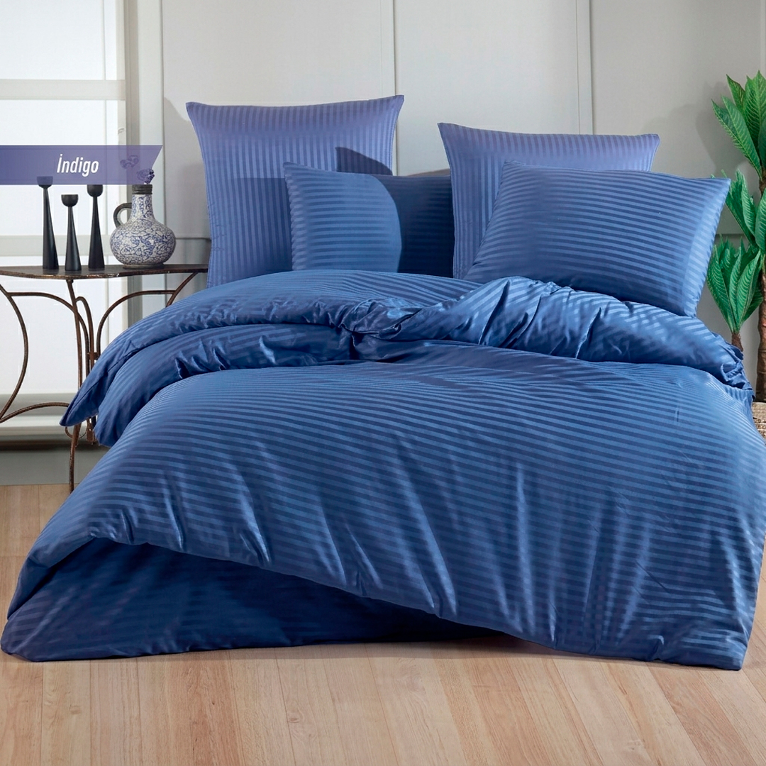 Lenjerie de pat IPECKE, Deluxe Satin, 200 x 220 cm, 4 piese - Indigo