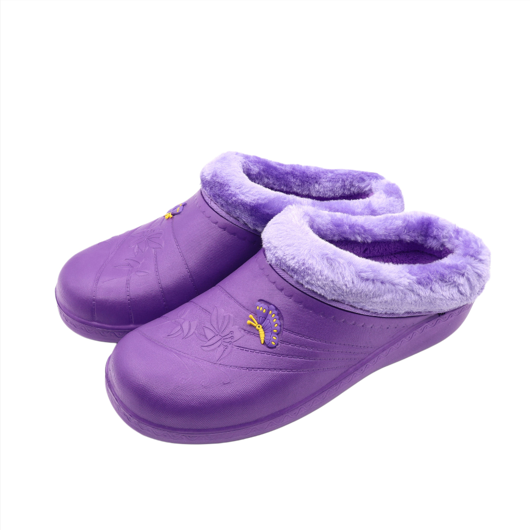 Galoși pentru dame M25-169, profil jos, cu blană, PVC, violet, mărimea 37 -  42