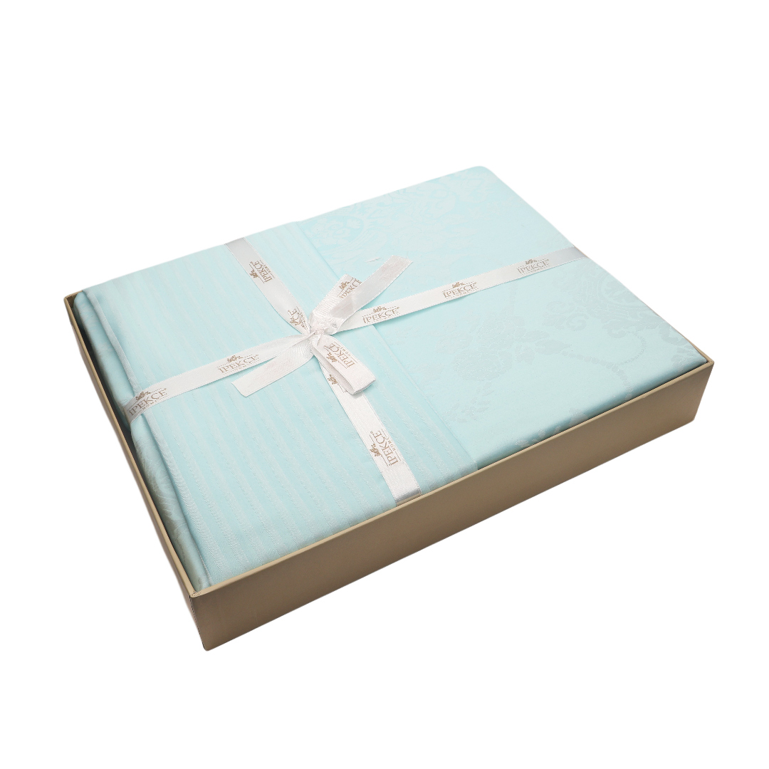 Set de lenjerie de pat Ipekce "Jacquard Satin" POS-02, set 4 buc, euro, satin, multicolor