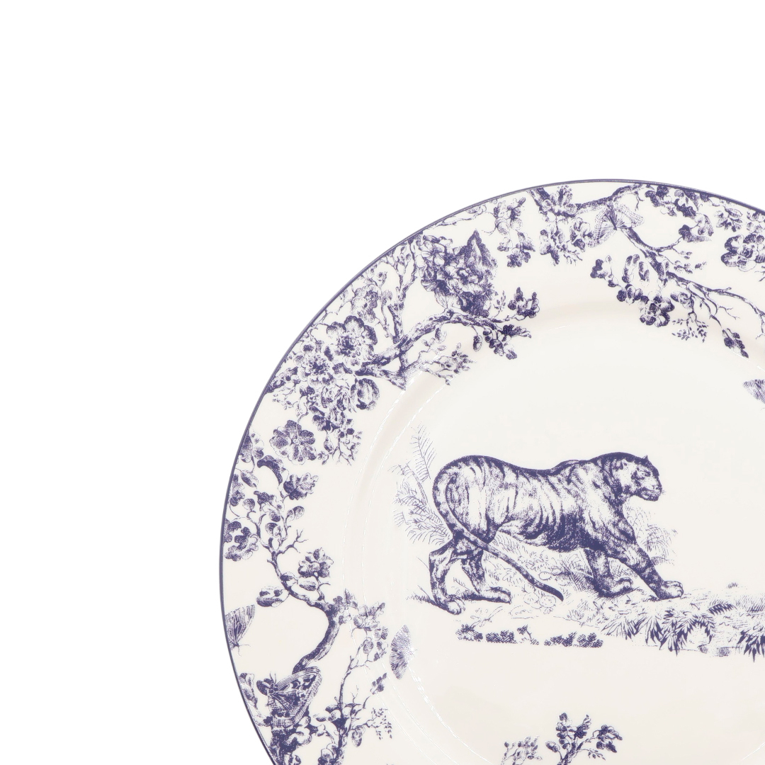 Farfurie vintage M24-2, ceramică, imprimeu cu tigru, 1.9 cm x 20.7 cm - thumbs image 3